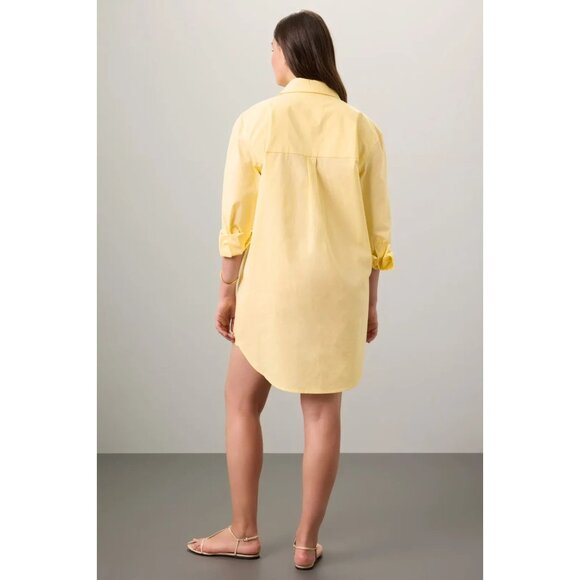 Saunders Yellow Oversized Mini Shirt Dress Size 4 Designer Women’s Casual Style - Picture 2 of 15